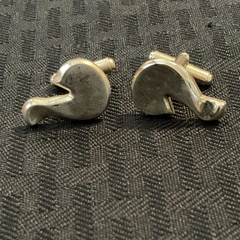 Silver Tone Abstract Swirl Cufflinks Mens Bullet Back Modern Dress Jewelry